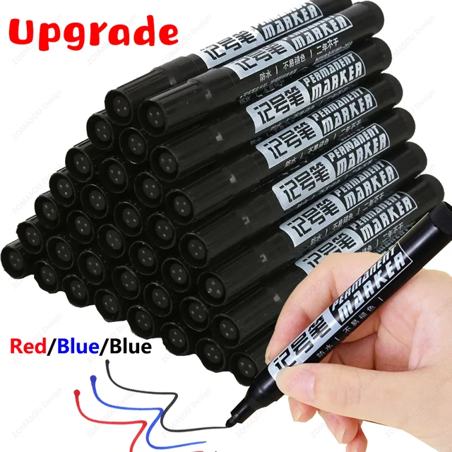 1-100Pcs Waterproof Oil-based Marker Pen Quick Dry Black Blue Red Ink Permanent for Metal Glass Stationery Art School Supply 1