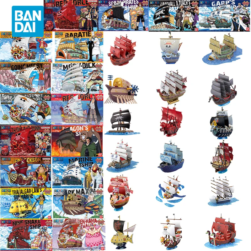 

In Stock Original Bandai One Piece GRAND SHIP Marine Red Force Moby Dick Thousand Sunny Figure Anime Genuine Assembled Model Toy