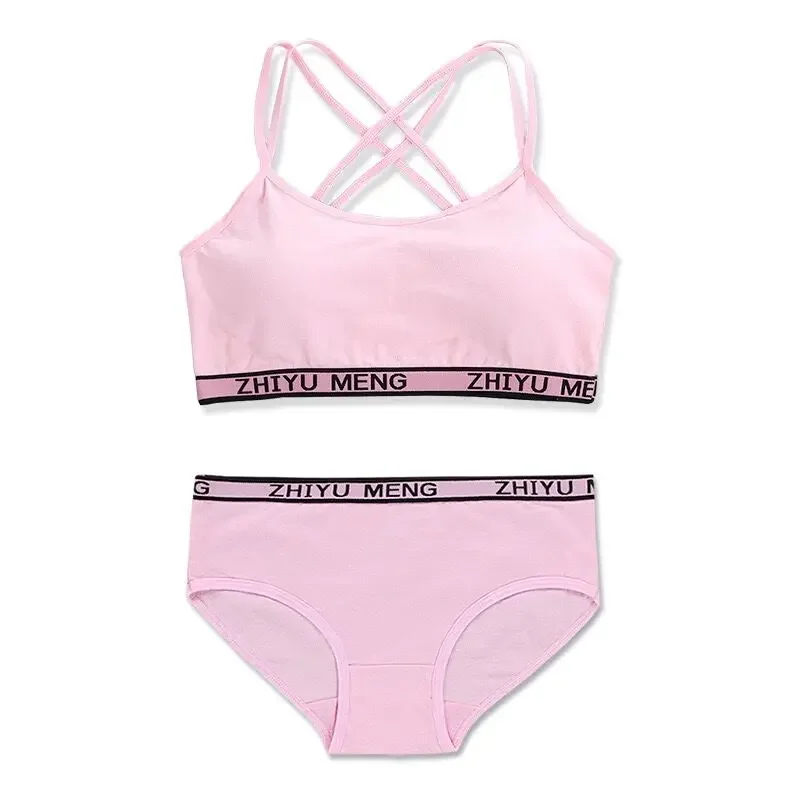 Girls Lingerie Sets Training Bra Panties Kids Sports 8-14Year