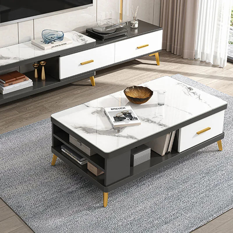 

Living Room Center Table Marble Nordic Luxury Sofa Side Table Glass Rectangle Drawers Mesita De Noche Living Room Furniture
