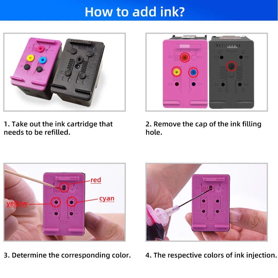 Black Ink Refill kit for HP DeskJet 3762 and HP 304 / 304XL Cartridges