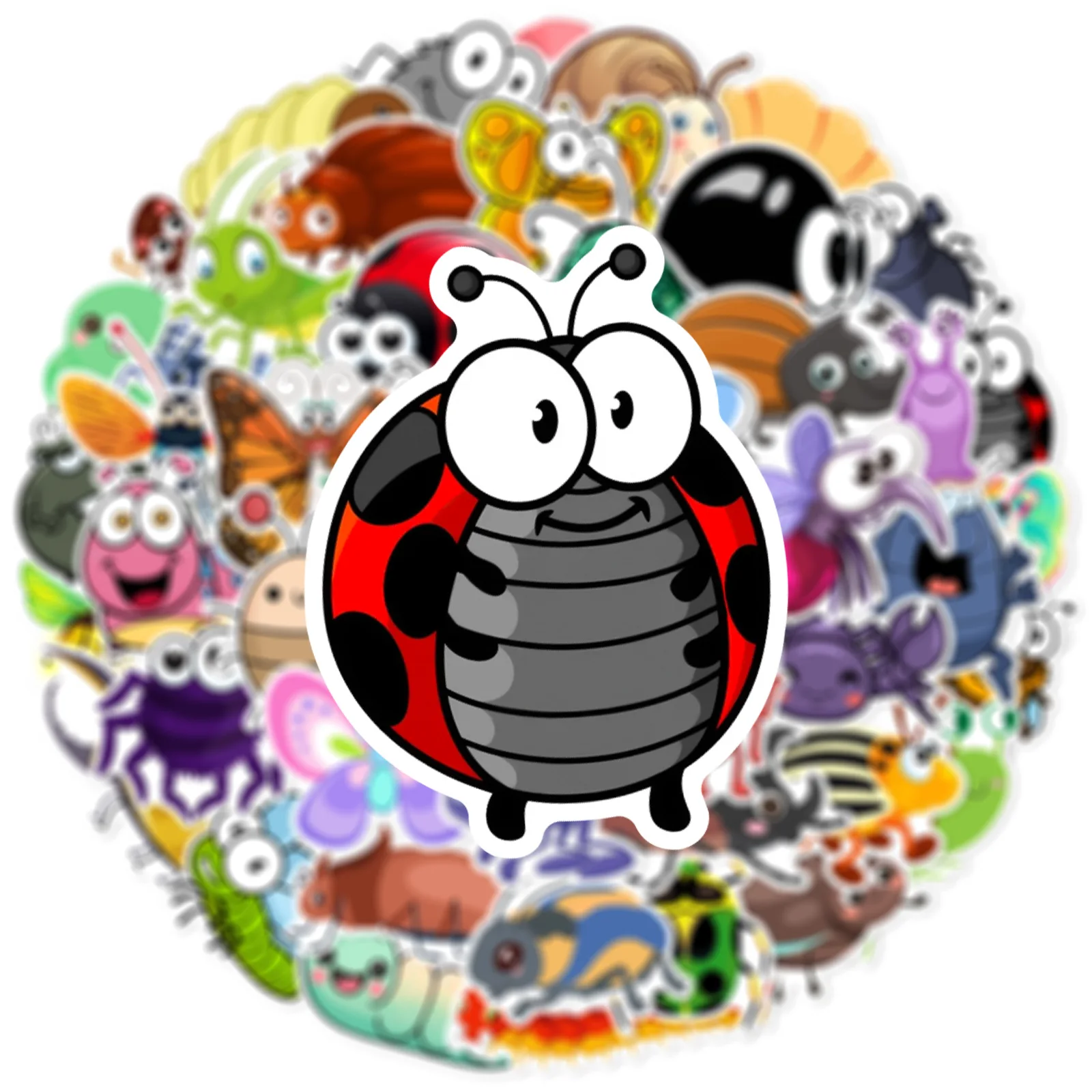 50Pcs 혼합 웜 곤충 스티커 방수 DIY 어린이 장난감 보관 상자 데칼 전화 노트북 물병에 대한 낙서