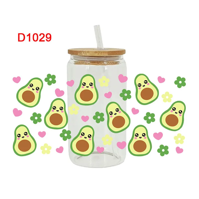 Avocado Design 16oz Glass Can Cup