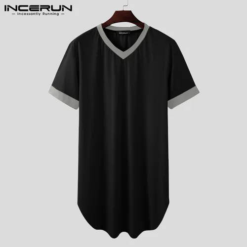 V넥 편안한 수면 가운: INCERUN 남성 반팔 잠옷 추천