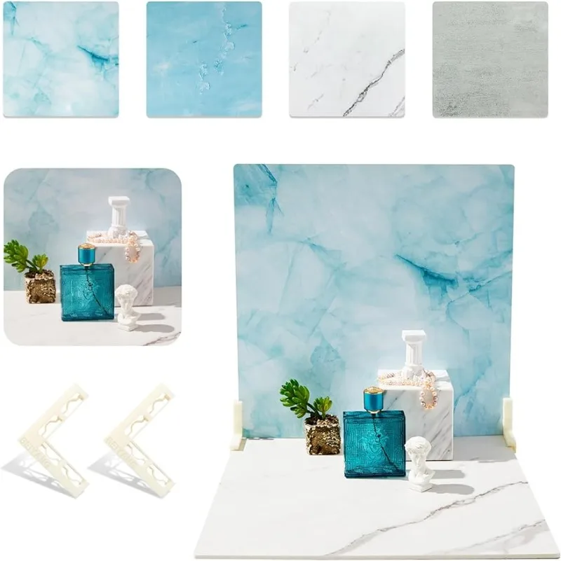 

2PCS Double Side Photography Backdrop, 16x16 Inch 4 Patterns Photo Board for Food Jewelry Cosmetics Small Product Shooting