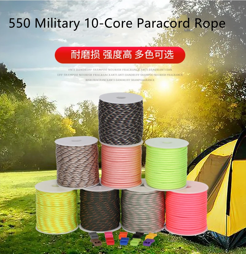 750 Military 31M 10-Core Paracord Rope 4mm Outdoor Polyester Parachute Cord  Camping Survival Umbrella Tent Bundle Field Lifeline