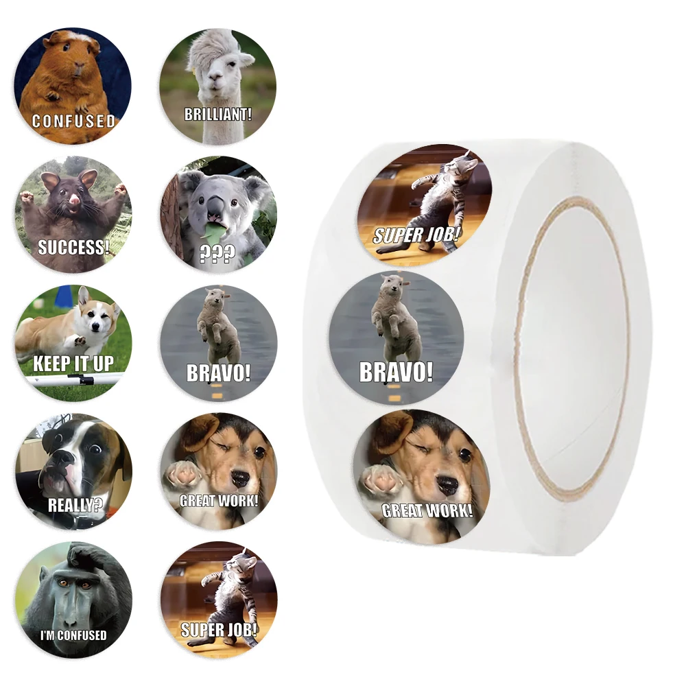 500PCS/Roll Animals Stickers For Kids Reward School Classroom Cartoon Stickers For Teachers Parents DIY Craft cartoon stickers cartoon animal stickers animal stickers reward stickers