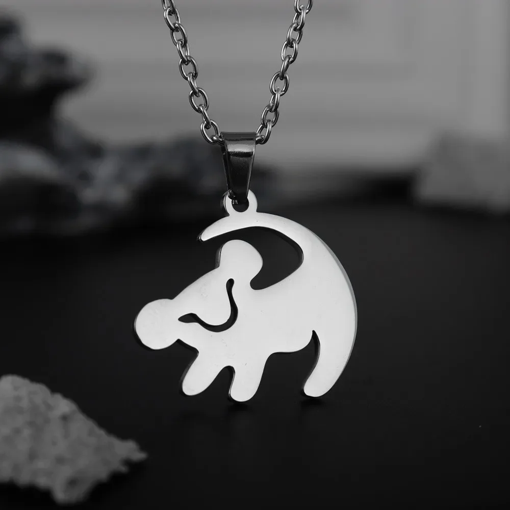 Classic Animated Movie Series Necklace Fashion Simple Gold Color Lion Shape Stainless Steel Dangle Necklace Women Jewelry Gifts 5
