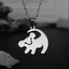 Classic Animated Movie Series Necklace Fashion Simple Gold Color Lion Shape Stainless Steel Dangle Necklace Women Jewelry Gifts 5
