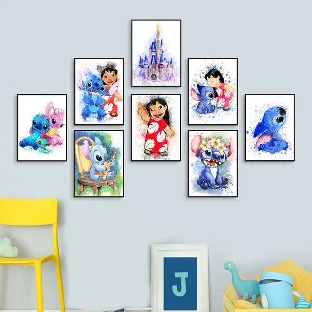 Póster de Lilo & Stitch de dibujos animados de Disney, pintura en