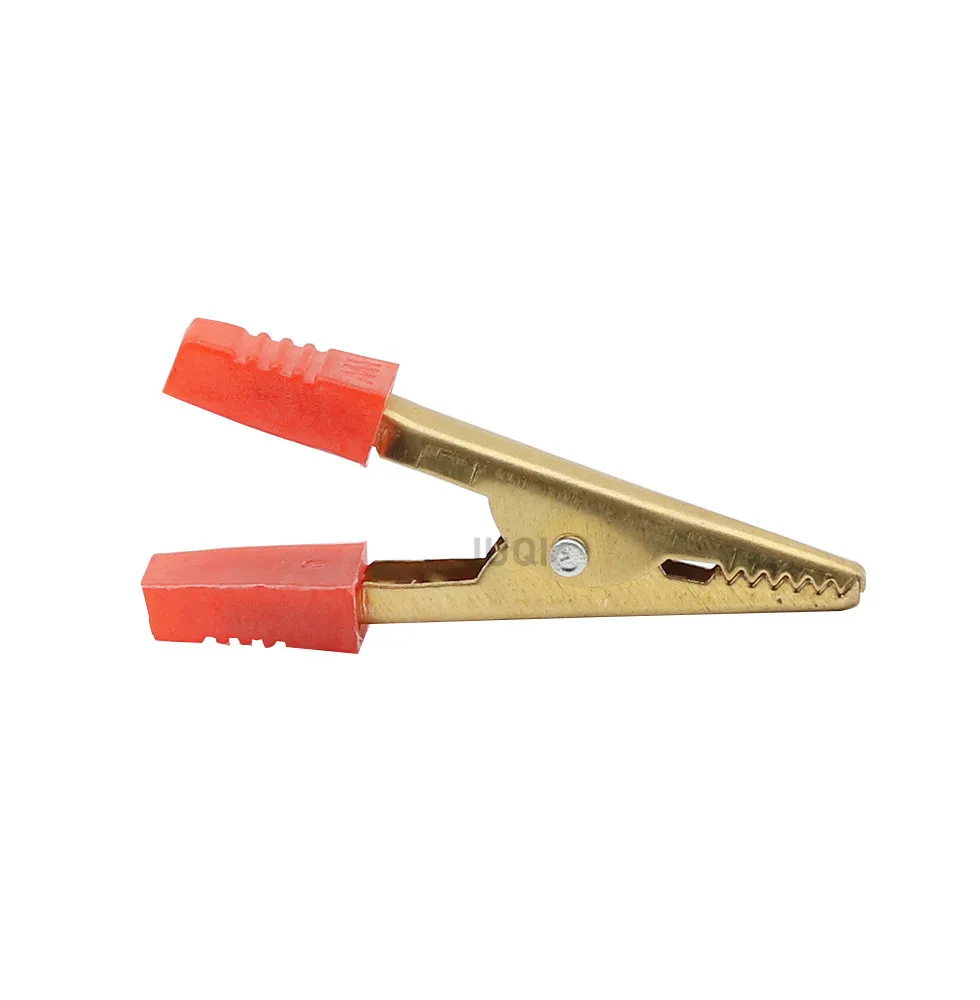 Insulated Crocodile clip Plastic Handle Cable Lead Test Charging Clamp Metal Crocodile Clamp Length 52mm Golden