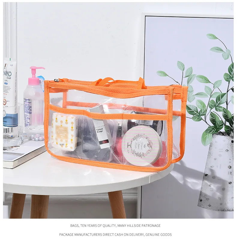 Ladies Multifunctional Transparent Pvc Insert Handbag Organizer Clear  Cosmetic Bag Women Purse Makeup Organizer With Handle - AliExpress