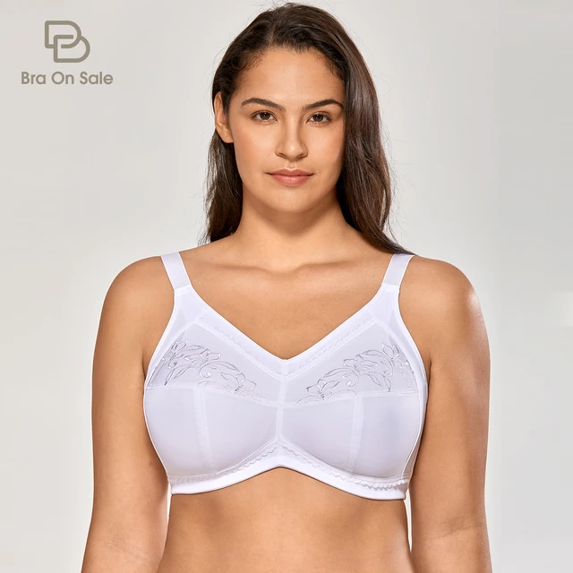 Women's Mastectomy Pocket Embroidered Lace Bra Plus Size Full Coverage  Support Wire Free