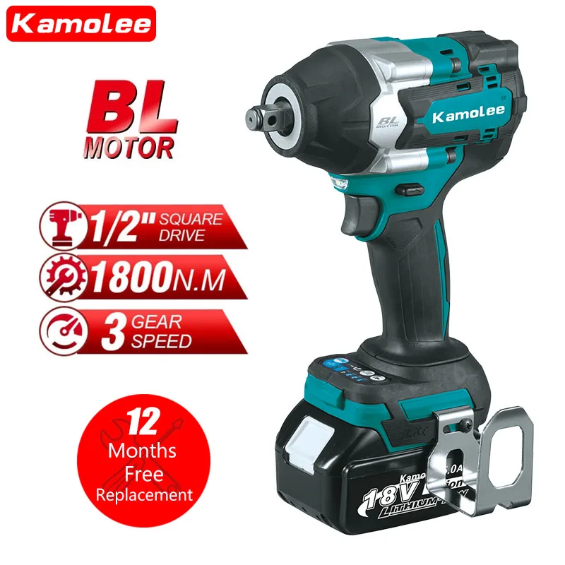 Kamolee Tool DTW700 1800N.m 1/2 Inch High Torque Electric Impact Wrench