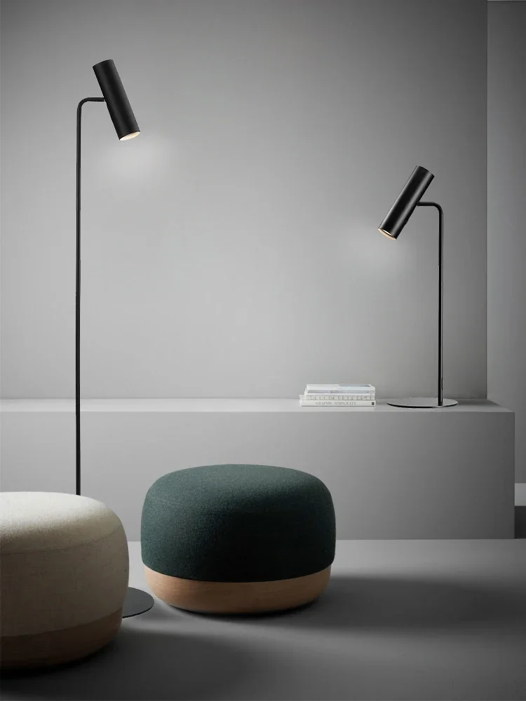 Italian Minimalist Black Floor Lamp Living Room Gray White Metal ...