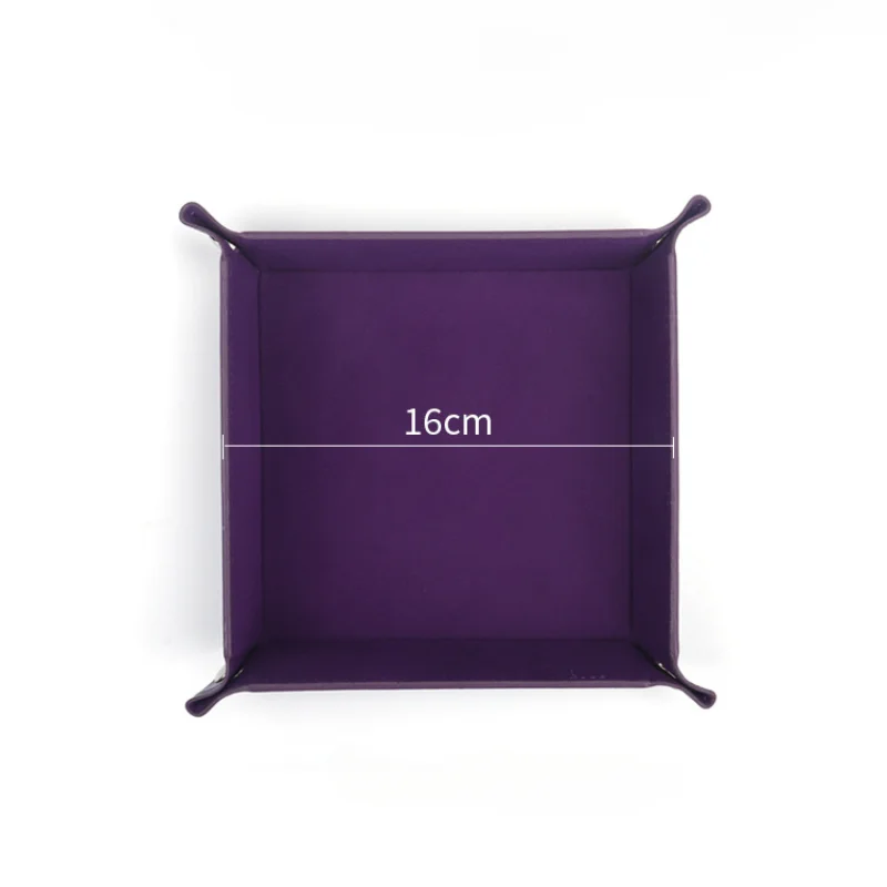 Dice Tray PU Leather Square Dice Tray Folding Tray Desktop Small Debris Storage Box Jewelry Key Dice Storage Can Be Folded