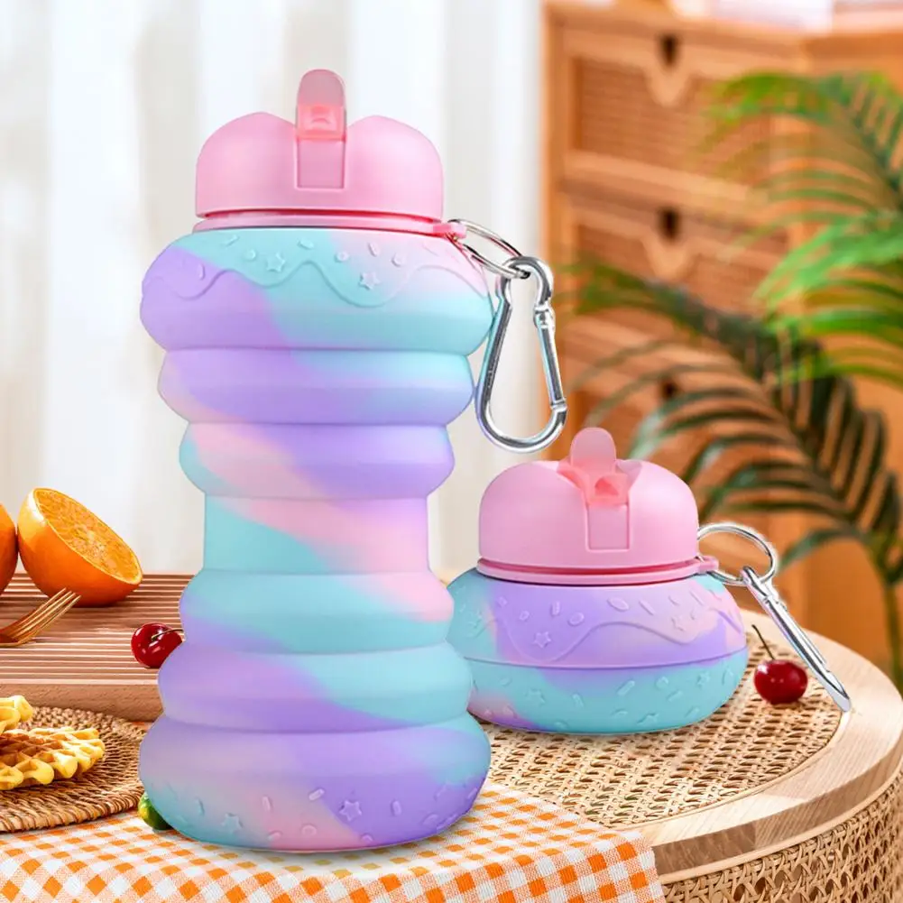 600ML Silicone Sport Bottle Foldable Food-grade Drinking Water Bottle Leak-proof Portable Water Cup Outdoor Sports