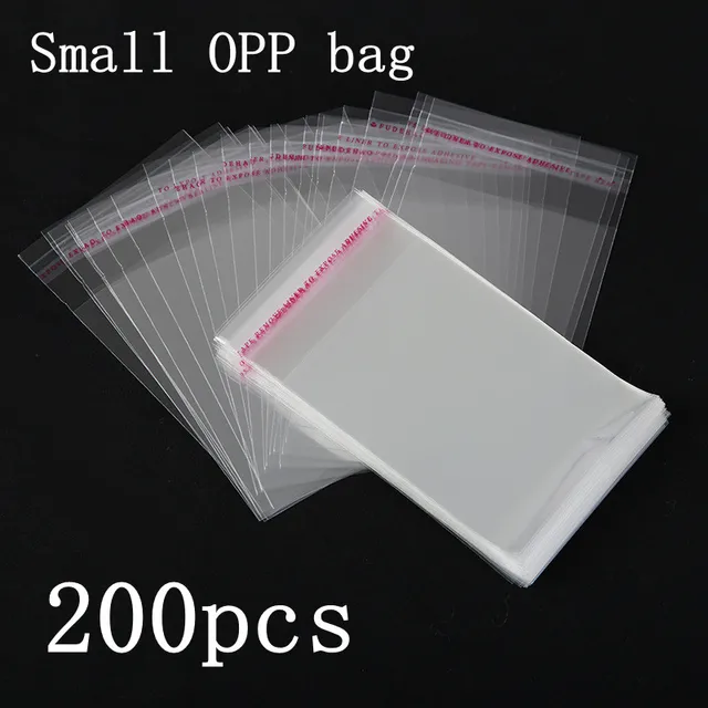 Petit sac en plastique Opp transparent à fermeture automatique, 200 pièces, emballage cadeau de bijoux, sac d'emballage de bonbons et biscuits auto-adhésifs 1