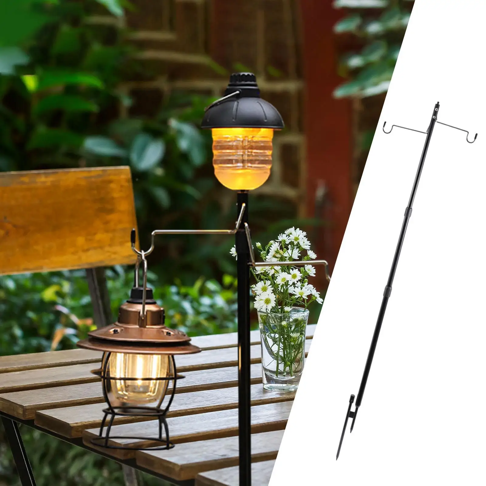 

Camping Lantern Stand Collapsible Detachable Lamp Post Hanger Light Hanging Pole Hanger for Hiking Picnic Garden BBQ Fishing