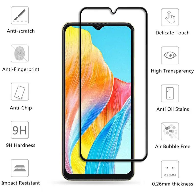 6 in1 Glas für Oppo A38 Voll deckel gehärtetes Glas für Oppo A38 Displays chutz folie HD Telefon Objektiv folie für Oppo A38