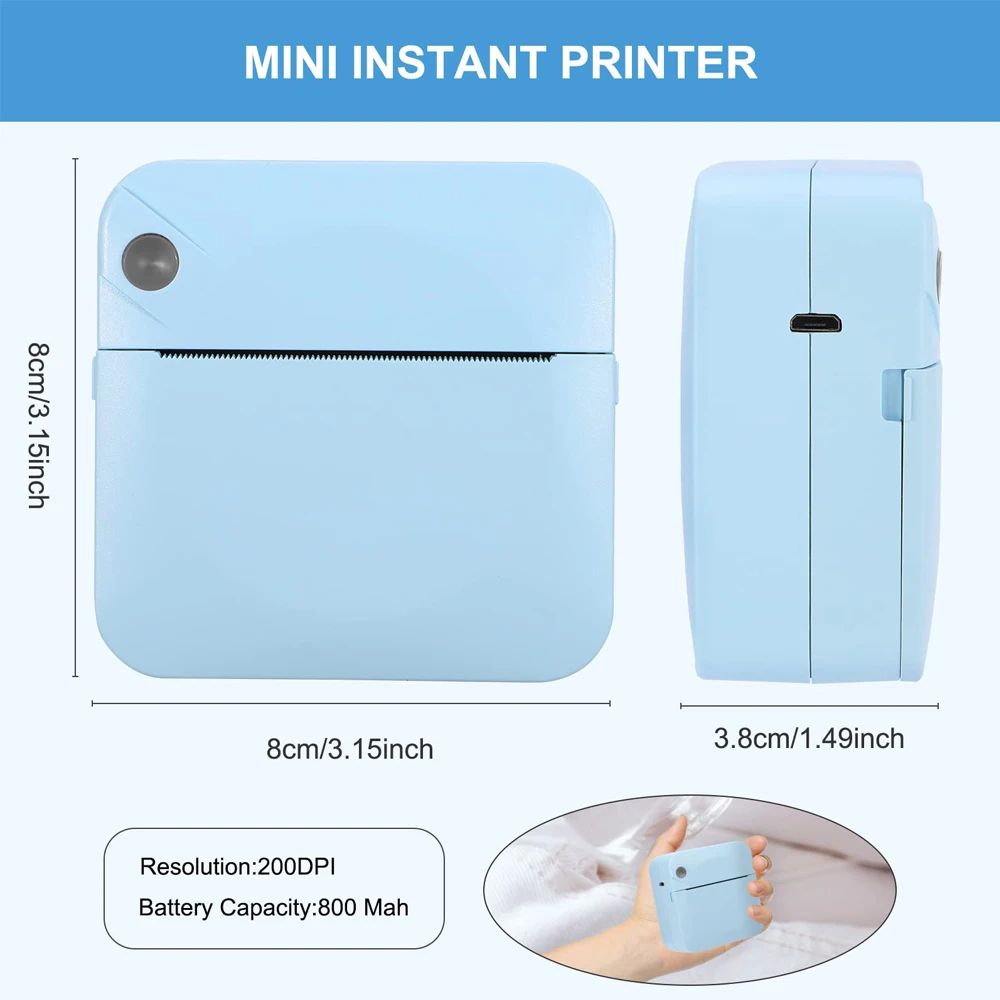 Mini Portable Printer Thermal Printing Sticker Wireless Inkless Mini Pocket Printer Self-adhesive Label Printer Photo Printer 2 Mini Portable Printer Thermal Printing Sticker Wireless Inkless Mini Pocket Printer Self-adhesive Label Printer Photo Printer - Image 2