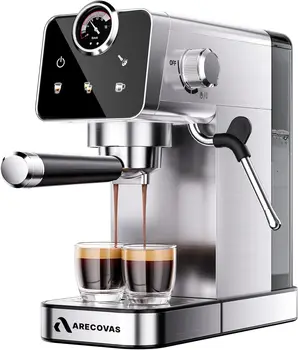 20 Bar Espresso Machine with Milk Frother, Compact Touch Screen Coffee Maker, 41oz Tank for Home, Stainless Steel for Latte, Cappuccino 1