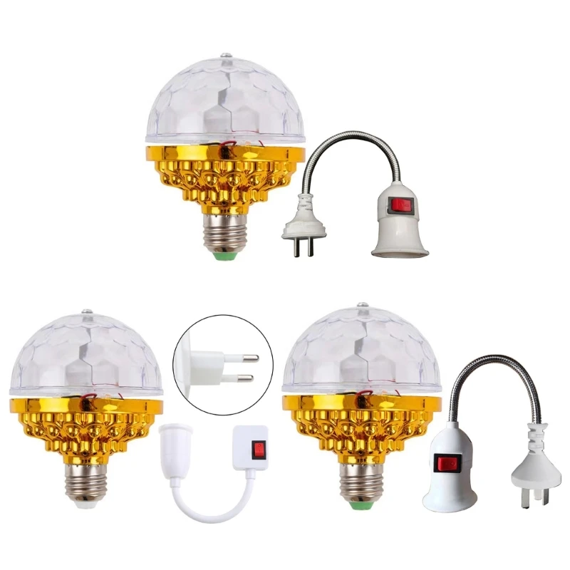 

E27 Light Bulb Colorful Auto Rotating Ball Light for House Party Dropship