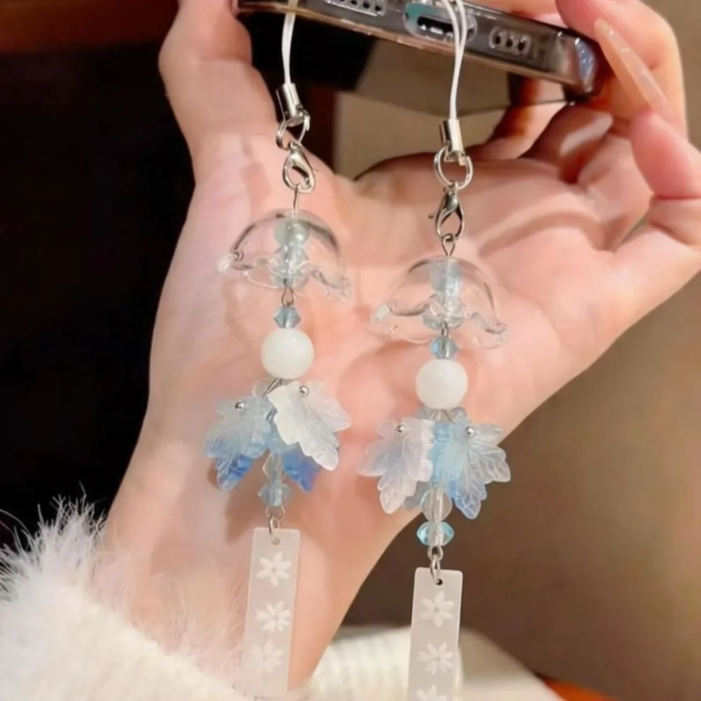 새로운 얼음과 눈 단풍잎 자스민 꽃 바람 종소리 달콤한 펜던트 휴대폰 액세서리 카메라 창의적인 걸이형 체인