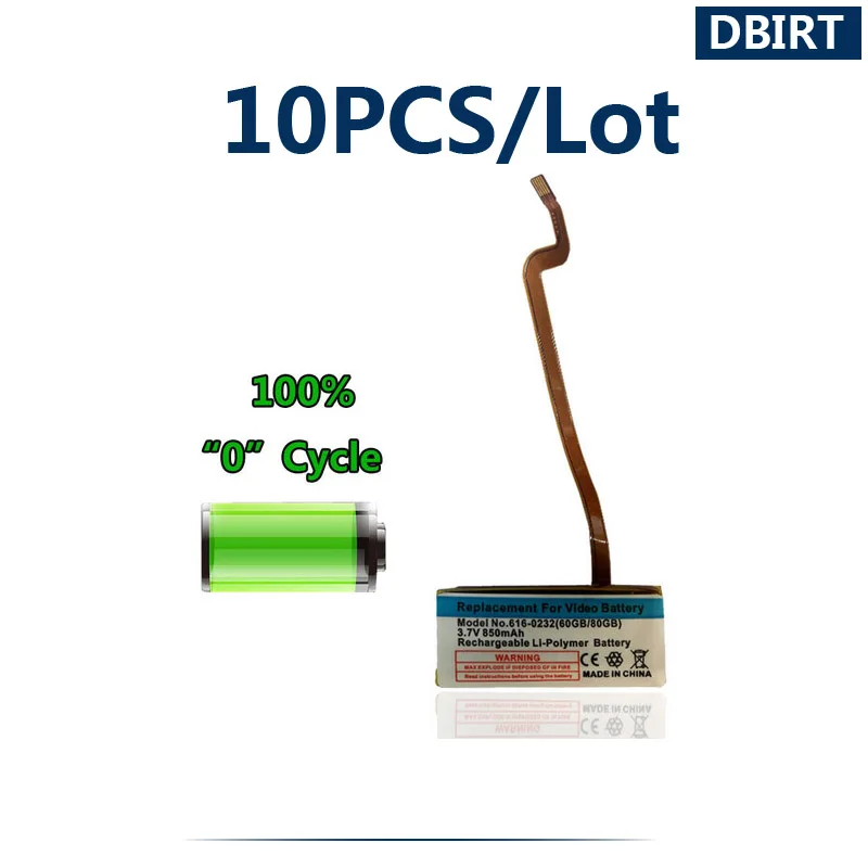 Spedizione Gratuita 10 Pz 850Mah 616-0232 Batteria Per Apple Ipod Classic 6 A Generazione 80Gb Video 30Gb 60Gb A1036 A1136 Mb145 Mb150 160Gb