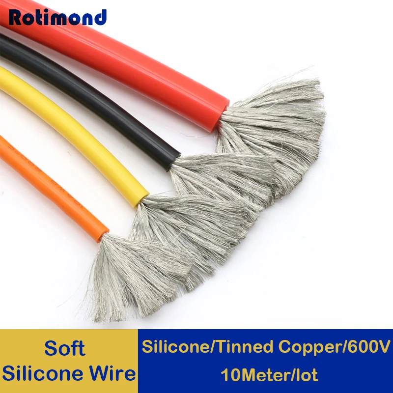 

Heat-resistant Soft Electrical Silicone Wire Cable 10Meters/Lot 8 10 12 14 16 18 20 22 24 26 28 30 AWG 5M Red and 5M Black