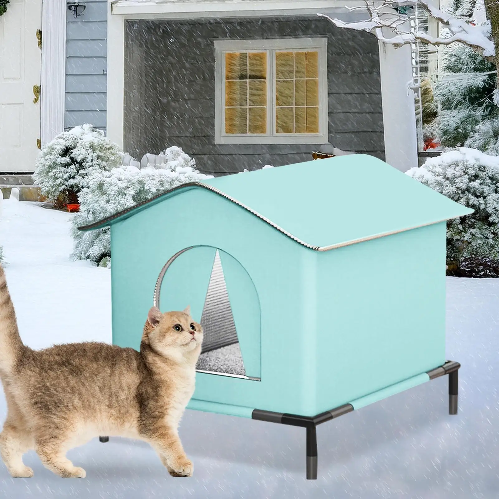 Winter warm cat bed waterproof rainproof and cold-resistant cat bed large space enclosed warm tent bite-resistant warm cat bed