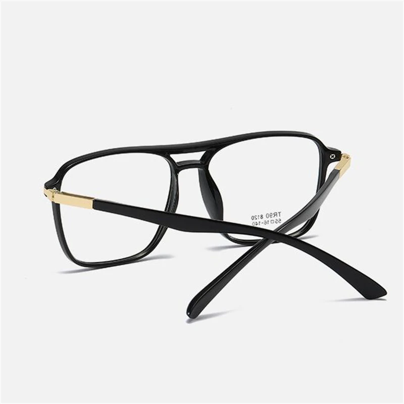 Double Beam Big Frame Square Nearsighted Glasses Women Men TR90 Short-sight  Eyeglasses Prescription 0 -0.5 -0.75 -1.0 To -6.0 2