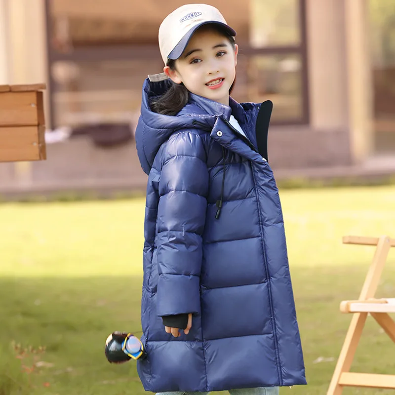 New Winter Girls Down Coats Fashion Children Jackets 85% Duck Down Parkas Long Outerwear Size 120-160cm