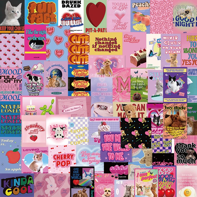 10/30/50PCS Vintage Laser Leopard Love Y2k Stickers Aesthetic