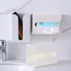 Wall Mounted Tissue Box Adhesive Tissue Shelf Napkin Holder Garbage Bag Dispenser Rack Storage Home Space-saving Shelf 1