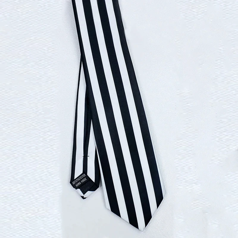 Goro Akechi Cosplay Tie Black White Stripe Necktie Cosplay Costume Prop Halloween Accessory neck tie,anime necktie,cosplay necktie,anime tie