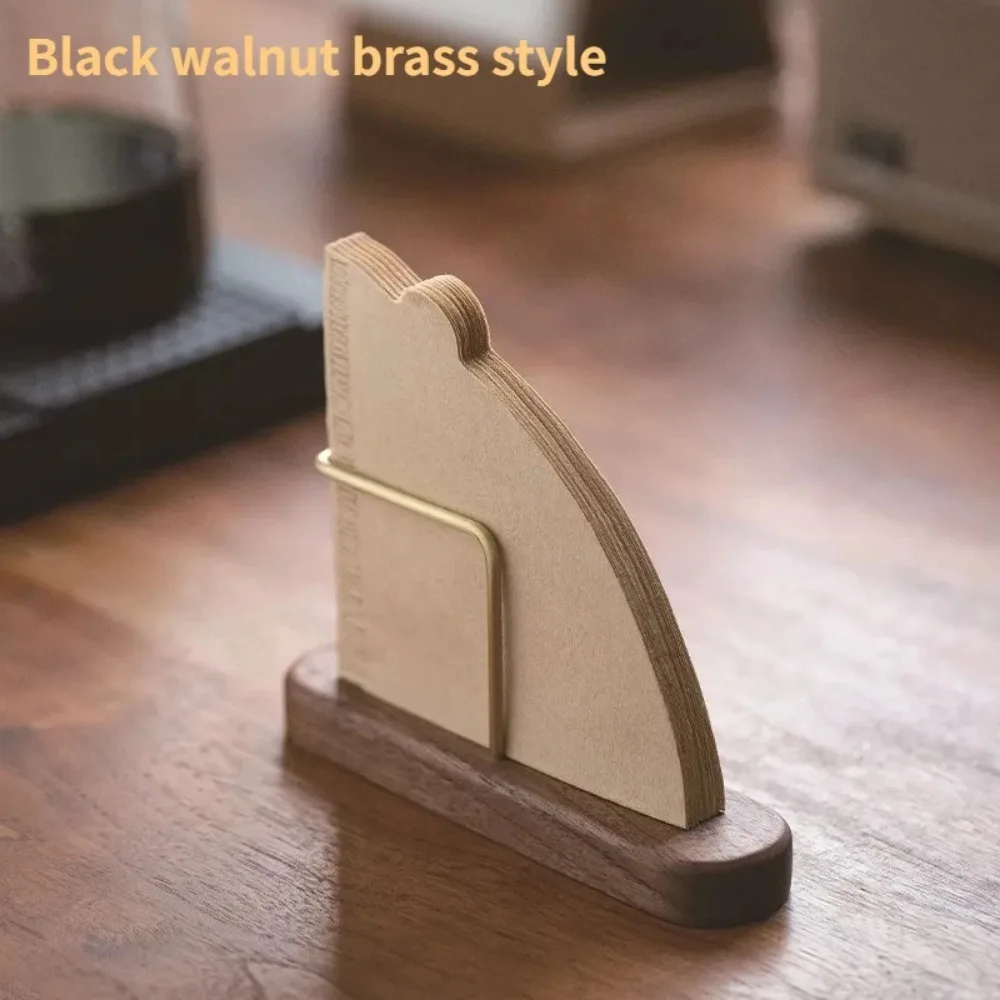 1PC Walnut Filter Paper Rack Holder Coffee Accessories Stand Capacity of 60 Pcs Paper Storage Durable for Fan Shape V Shape