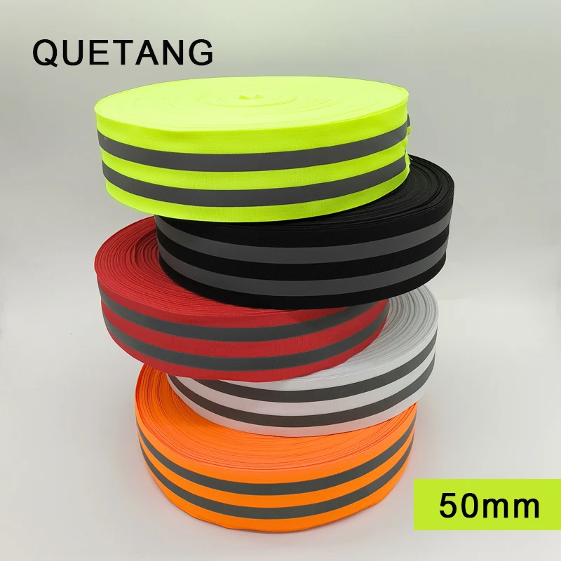 50mm wide safety reflective tape cloth woven tape for sewing reflective woven decorative strip, 3 meters long