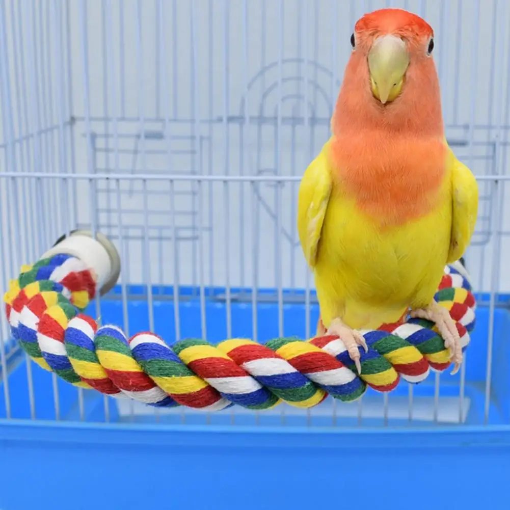 Pet Parrot Standing Perches U-shaped Colorful Bendable Cotton Rope Chew Toy Bird Supplies For Parakeet