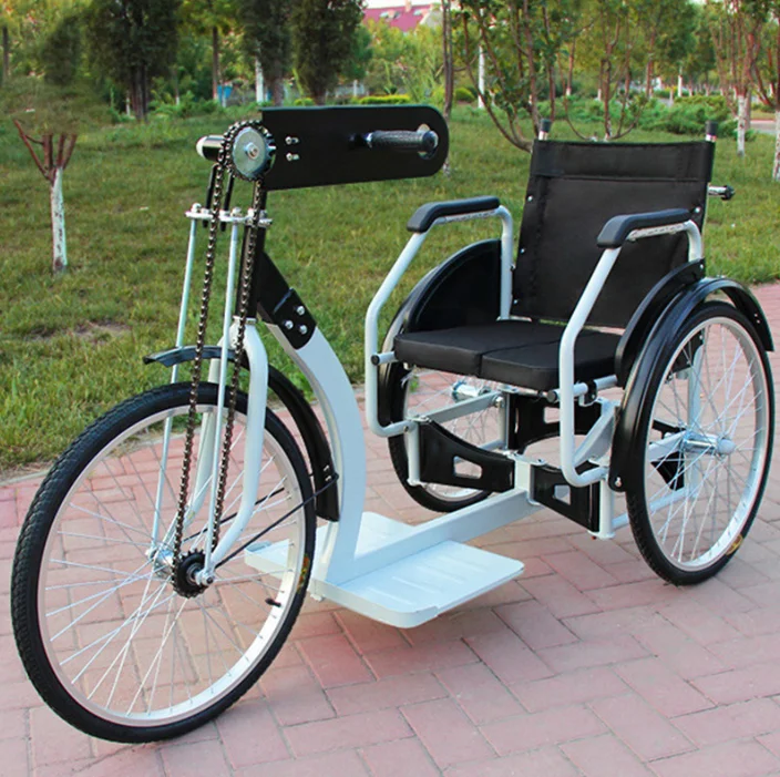 In China Folding Tricycle Manual Wheelchair for Disabled Triciclo Hand-cranked Manual Wheelchair Tricycles 3 Wheel