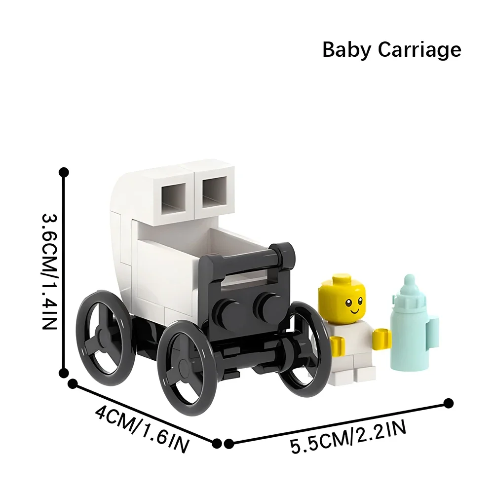 MOC City Baby Stroller Building Blocks Figures Home Furniture Baby Carriage Bed Bottle Horse Highchair Bricks Assemble Kid Toys - 2