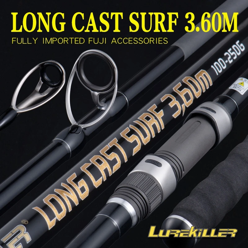 Lurekiller 46T High Carbon Surfcasting Rod 3.6M 100-250G 3 Sections  Longcasting Surf Rod Japan Fuji Guides Saltwater Fishing Rod