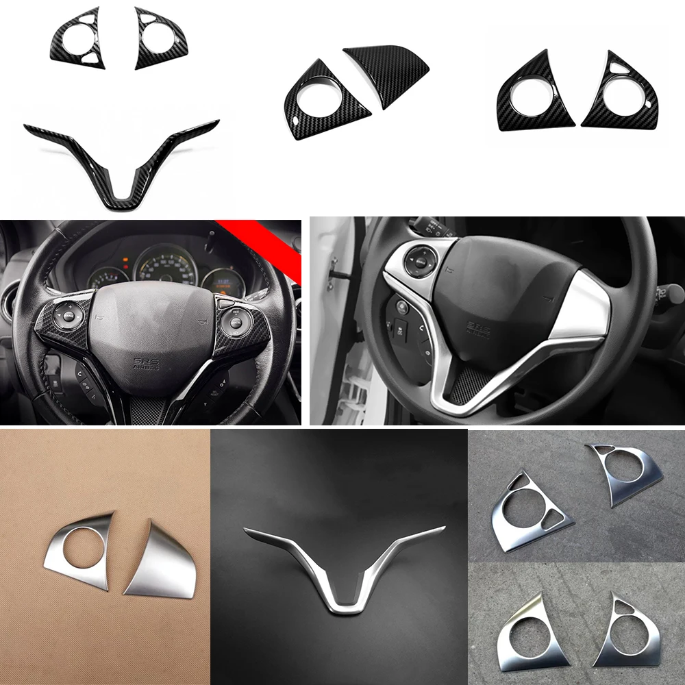 

Carbon MATTE Trim For Honda WR-V WRV 2021 2022 Accessories Car Steering Wheel Switch Frame Decor Cover Sticker Garnish