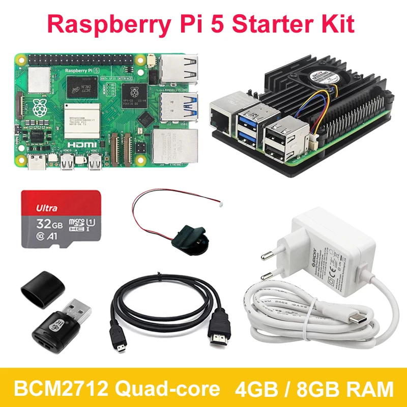RaspberryPi5StarterKit4GB8GBRAMBoardWithAluminumCase