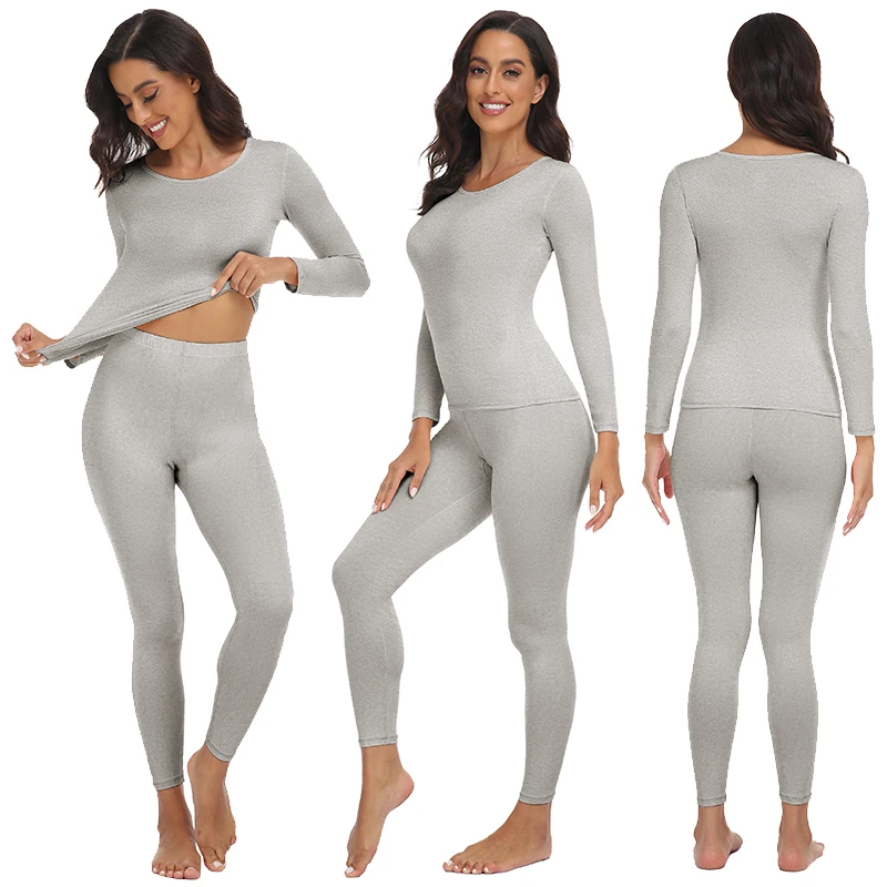 Fleece Lined Base Layer Pajama Set Cold Weather Long Johns Thermal