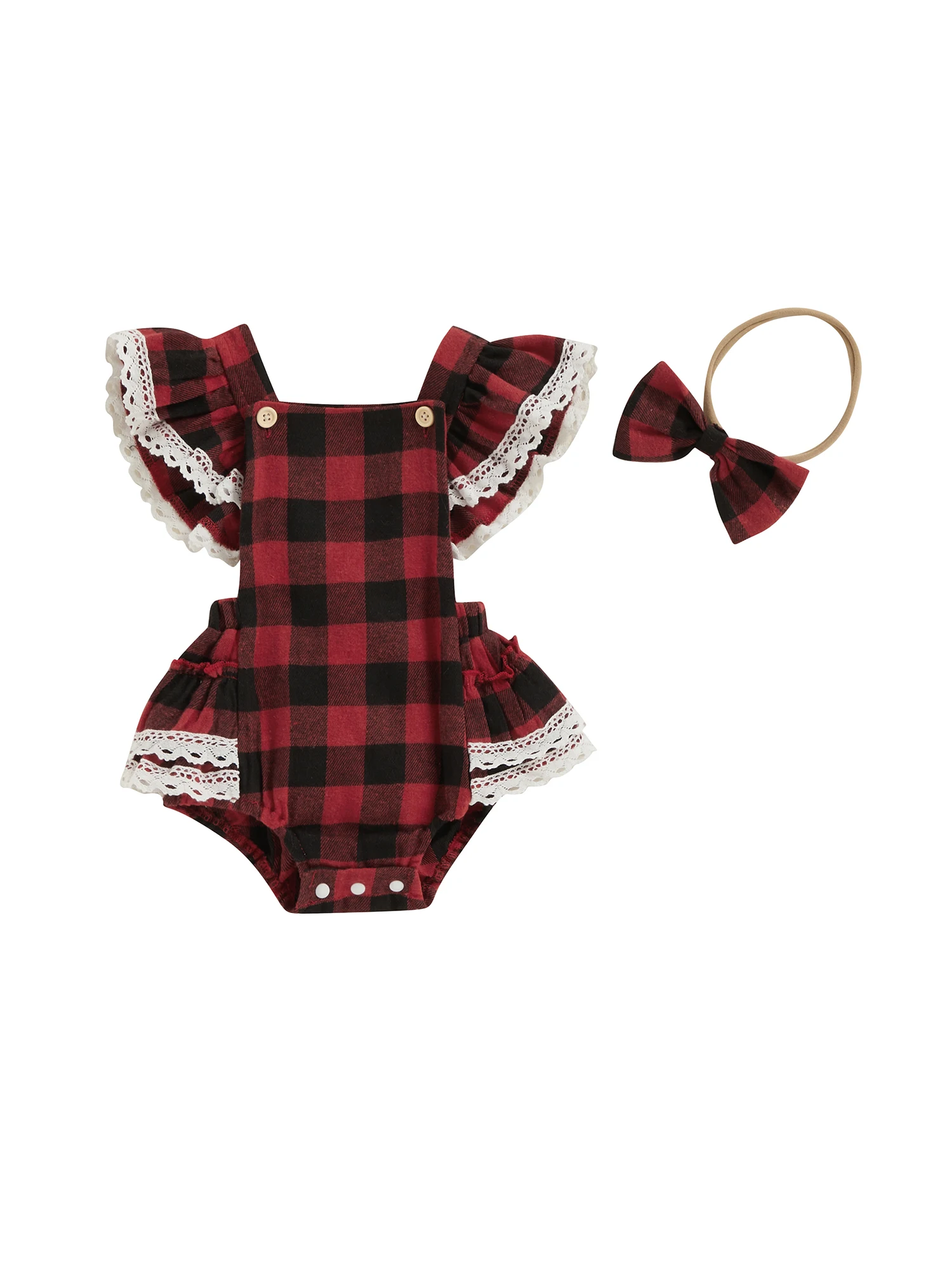 

Cute and Festive Baby Girl s First Christmas Outfit Adorable Fly Sleeve Ruffle Dress with Bubble Romper - Perfect 1st