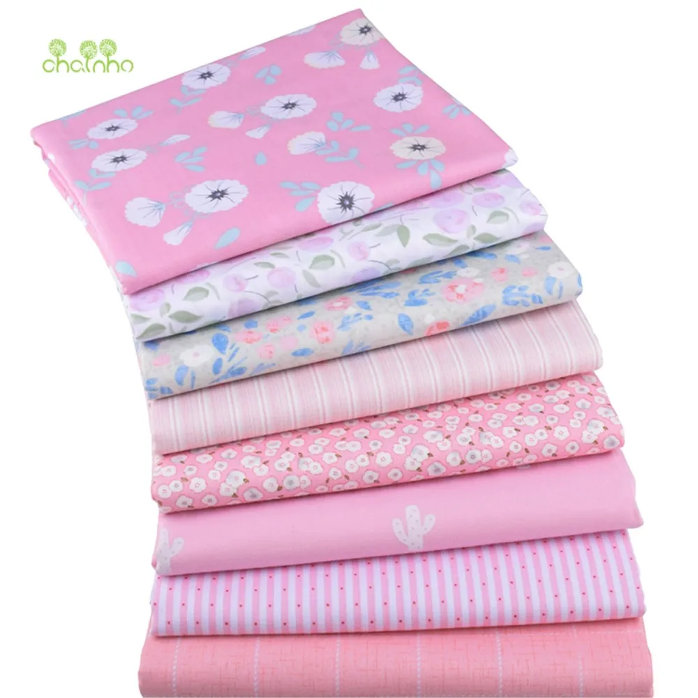 Chainho,Printed Twill Weave Cotton Fabric,DIY Sewing Quilting Material,Patchwork Cloth,8 Designs Floral Series,2 Sizes,15C324