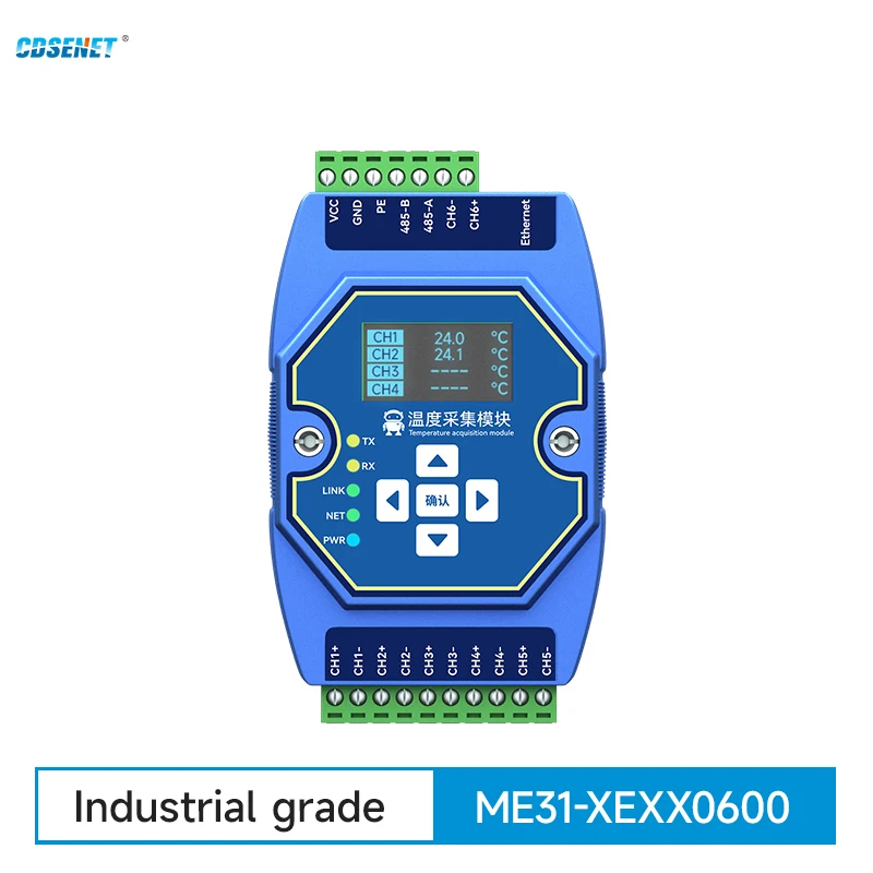 온도 획득 이더넷 CDSENET ME31-XEXX0600, RS485, 6 웨이 타입 K Modbus 게이트웨이, 산업용 워치독 DNS