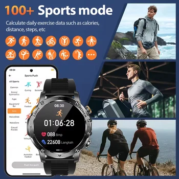 2026 New Men 1000mAh Battery Outdoor Smart Watch, 1.7'' HD Display, Bluetooth Call, IP68 Waterproof, Military Sports Bracelet, Heart Rate, Fitness Tracker, Watch for Android iOS 5