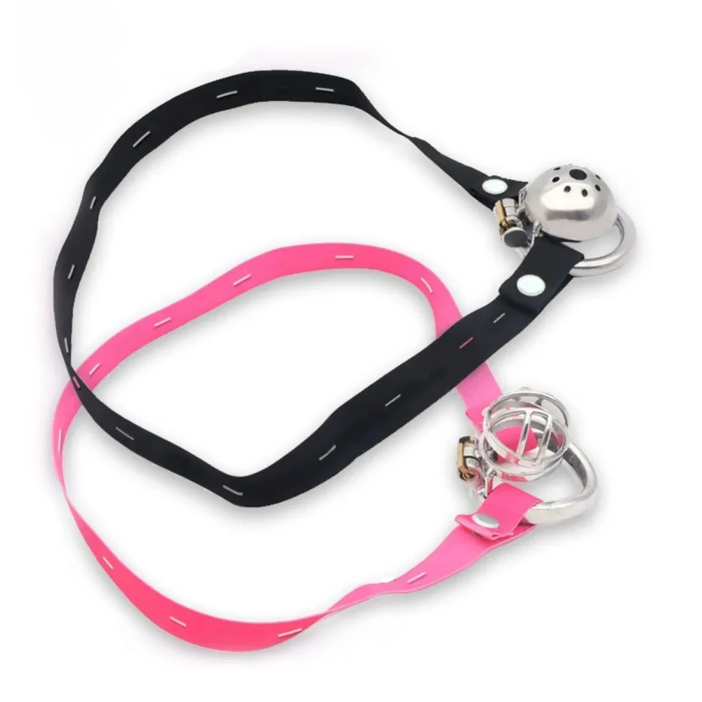 18+Male Chastity Cage Anti-off Device Elastic Band Auxiliary Belt ONLY Adjustable Ring Underwear Rope Les Scrotum Rings Sex Toys